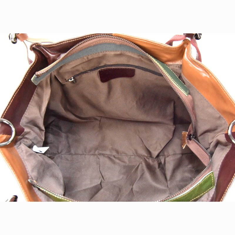 Gaia - Bolso de piel auténtica con diseño de patchwork trenzado