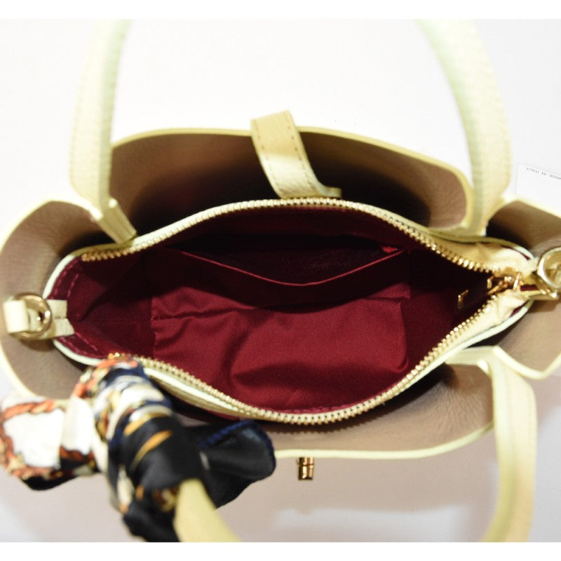 Daniela - Bolso de mano con pañuelo , de piel 100 % fabricado en Italia