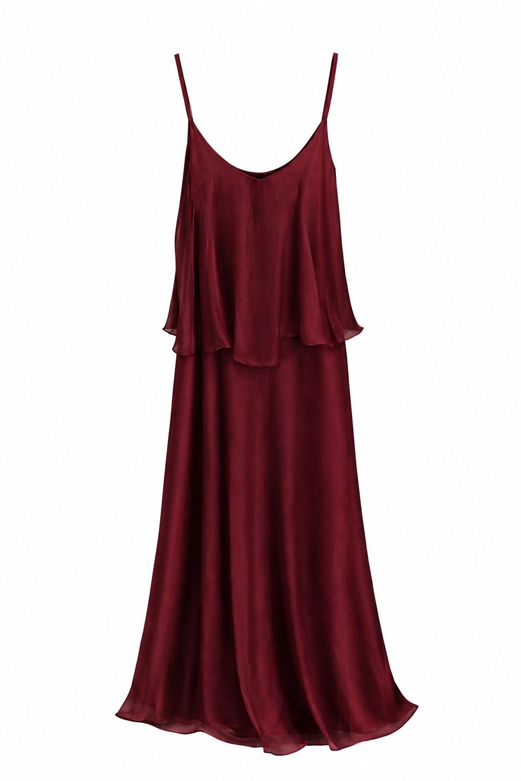 MADE IN ITALY - Sofia - Vestido de mezcla de seda con volantes y tirantes finos