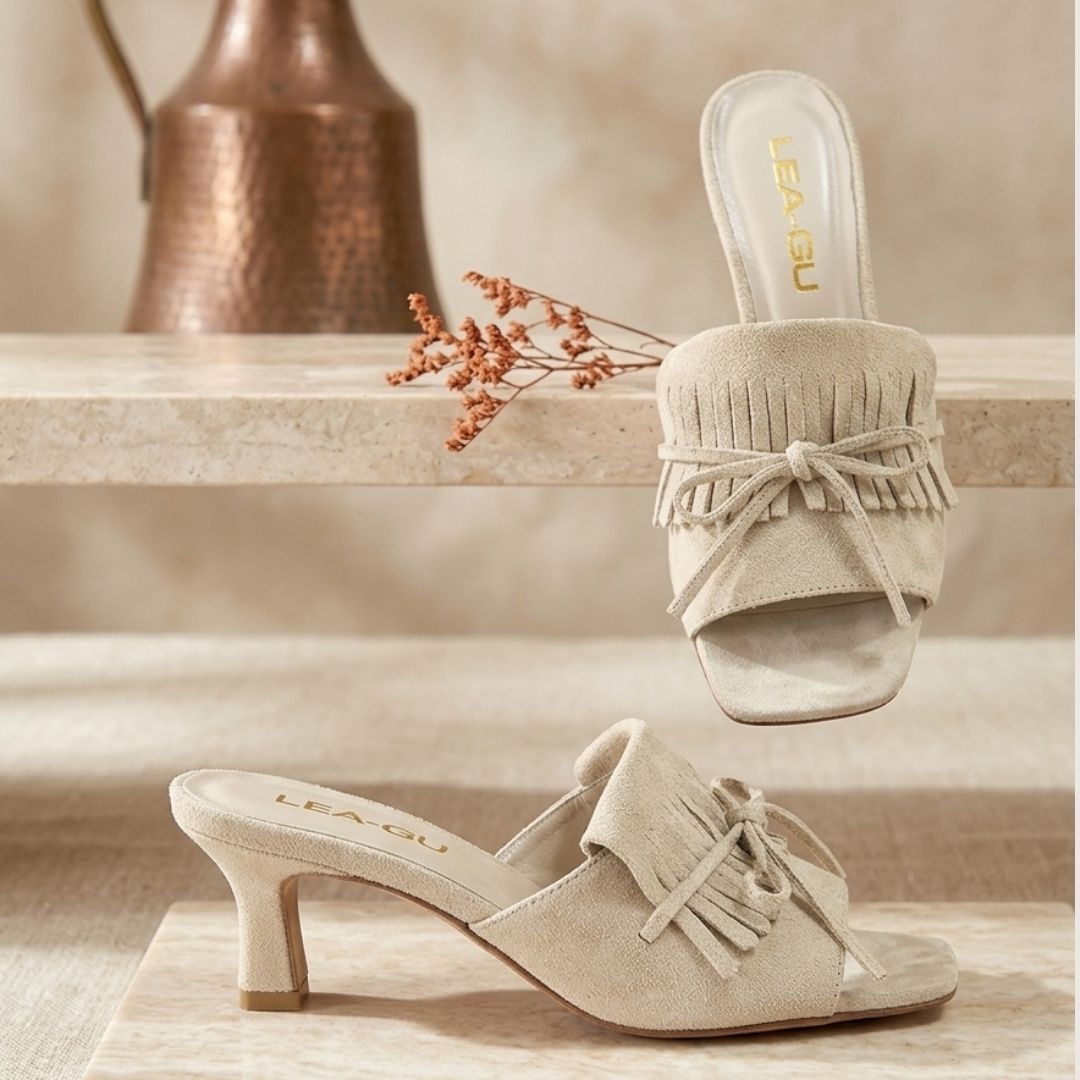 MADE IN ITALY - Siena - Mule de Tacón con Detalle de Flecos