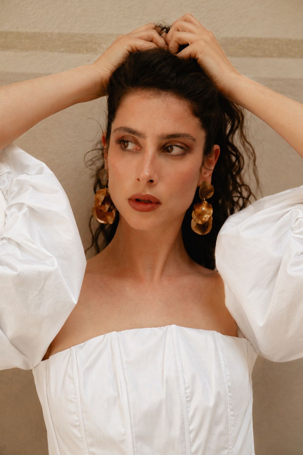 MADE IN ITALY - Letizia - Top sin hombreros con mangas voluminosas