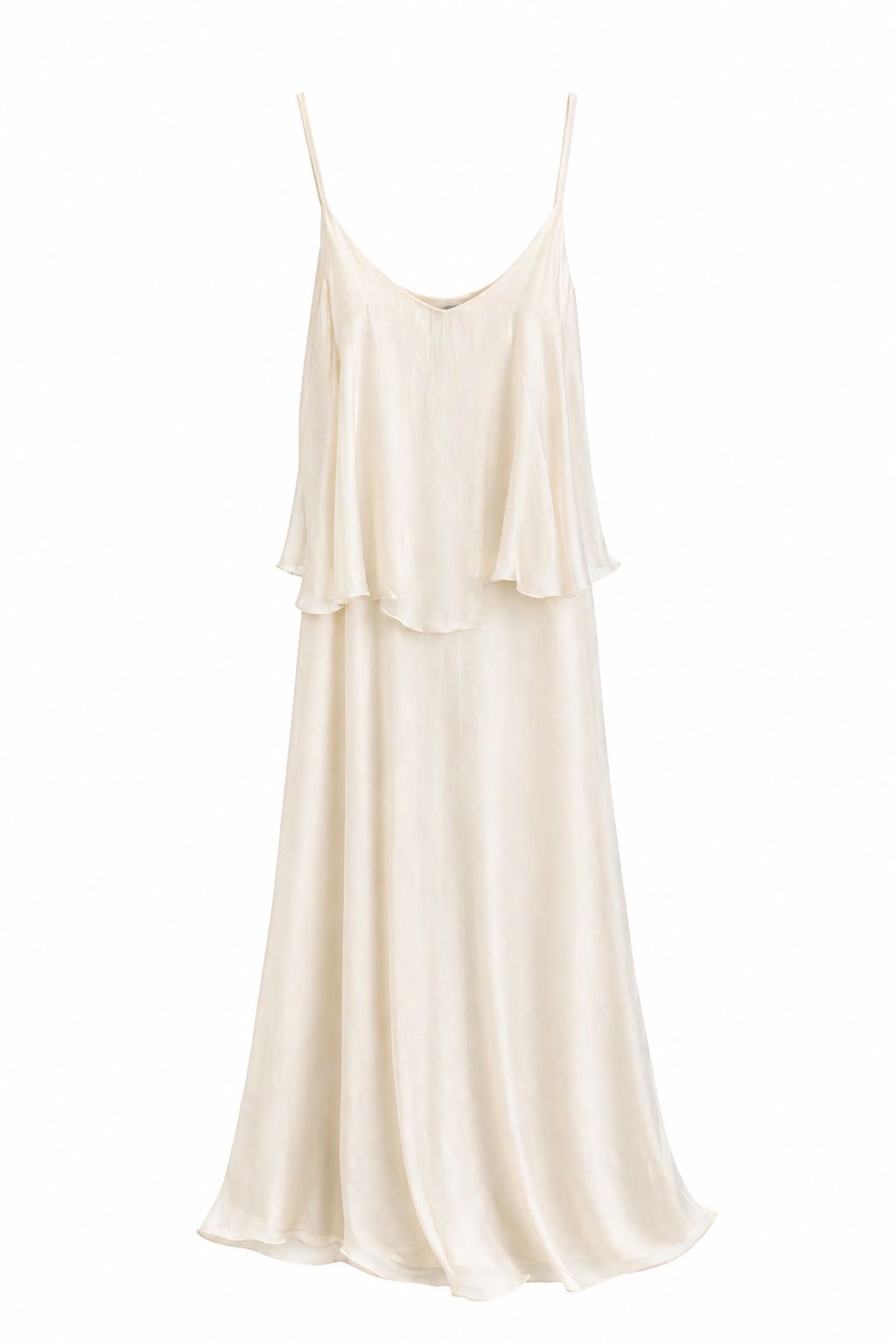 MADE IN ITALY - Sofia - Vestido de mezcla de seda con volantes y tirantes finos