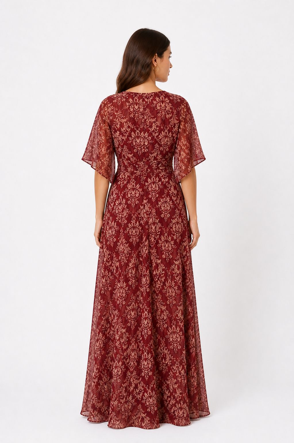 MADE IN ITALY - Ludovica -  Vestido con escote en V y estampado floral