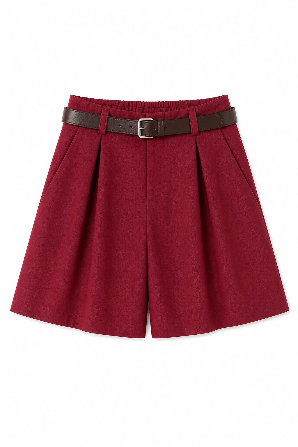 MADE IN ITALY - Veronica - Pantalones cortos de mezcla de lino con pliegues y cinturón