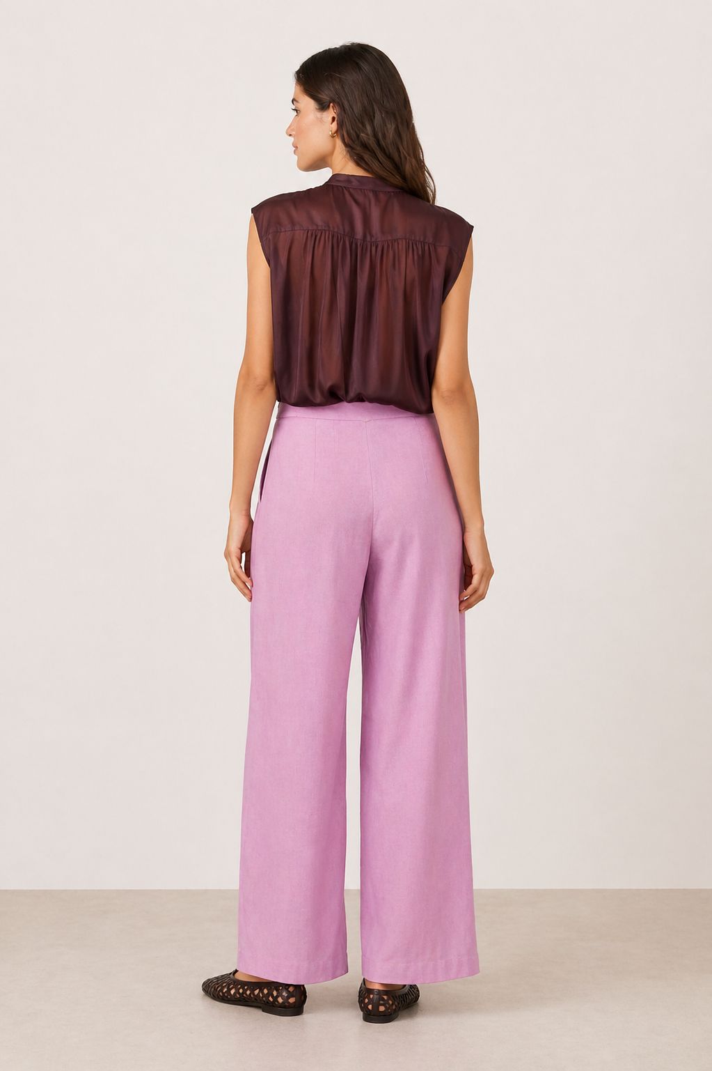 MADE IN ITALY - Ines - Pantalones de lino plisados