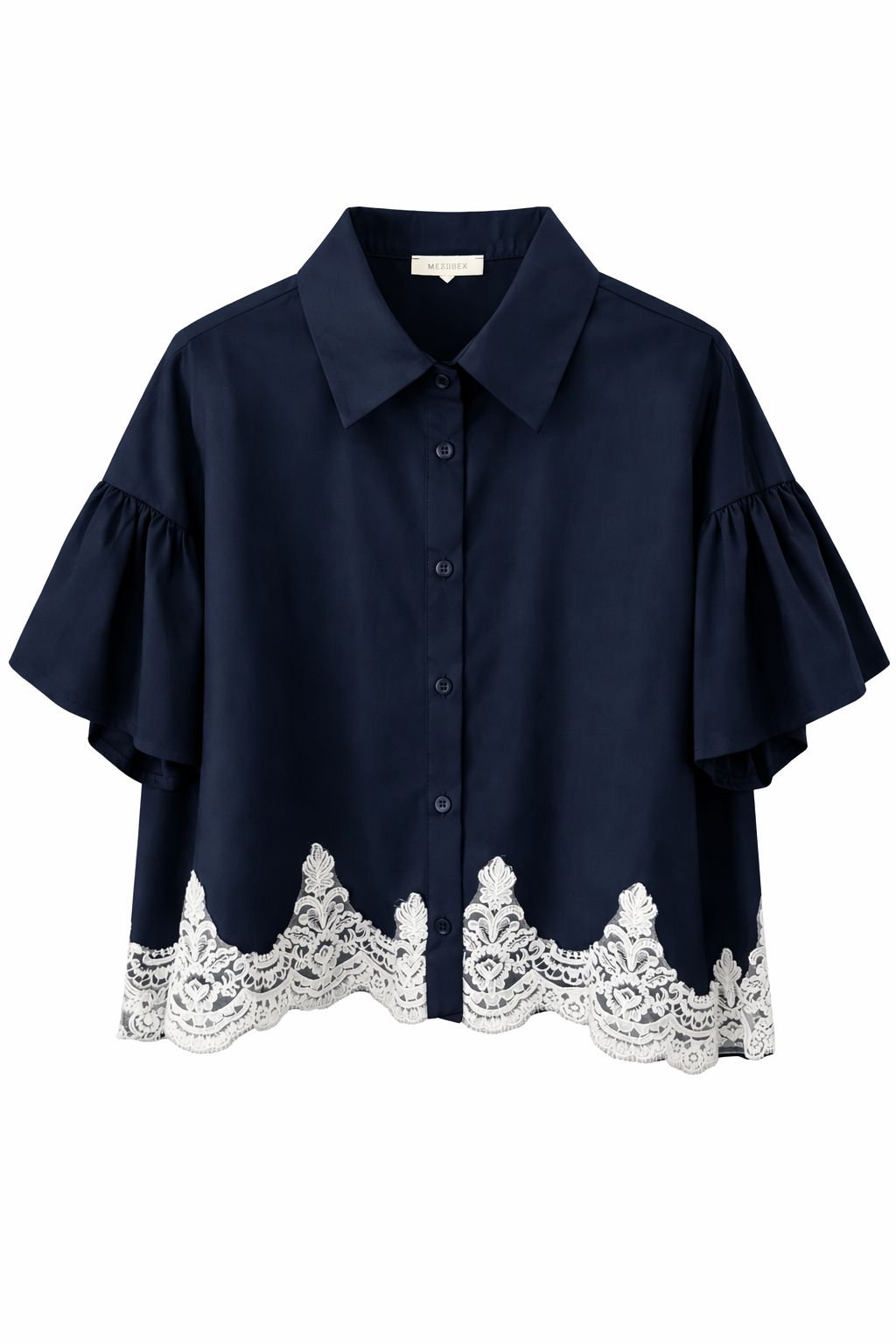 MADE IN ITALY - Wendy - Camisa con mangas puf y adornos de pasamanería en la parte inferior