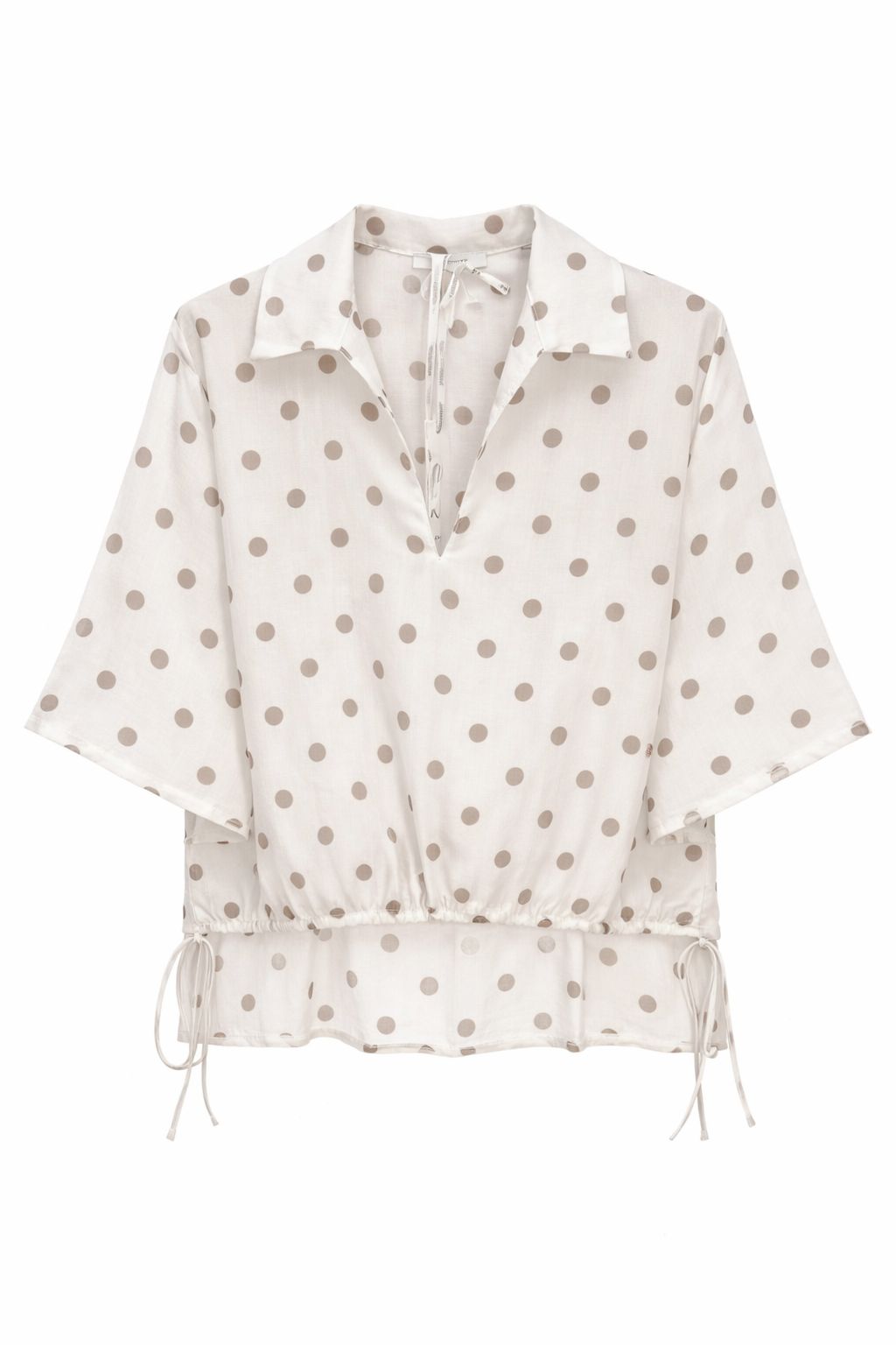 MADE IN ITALY - Sara - Camisa de corte asimétrico con cordón delantero y lunares