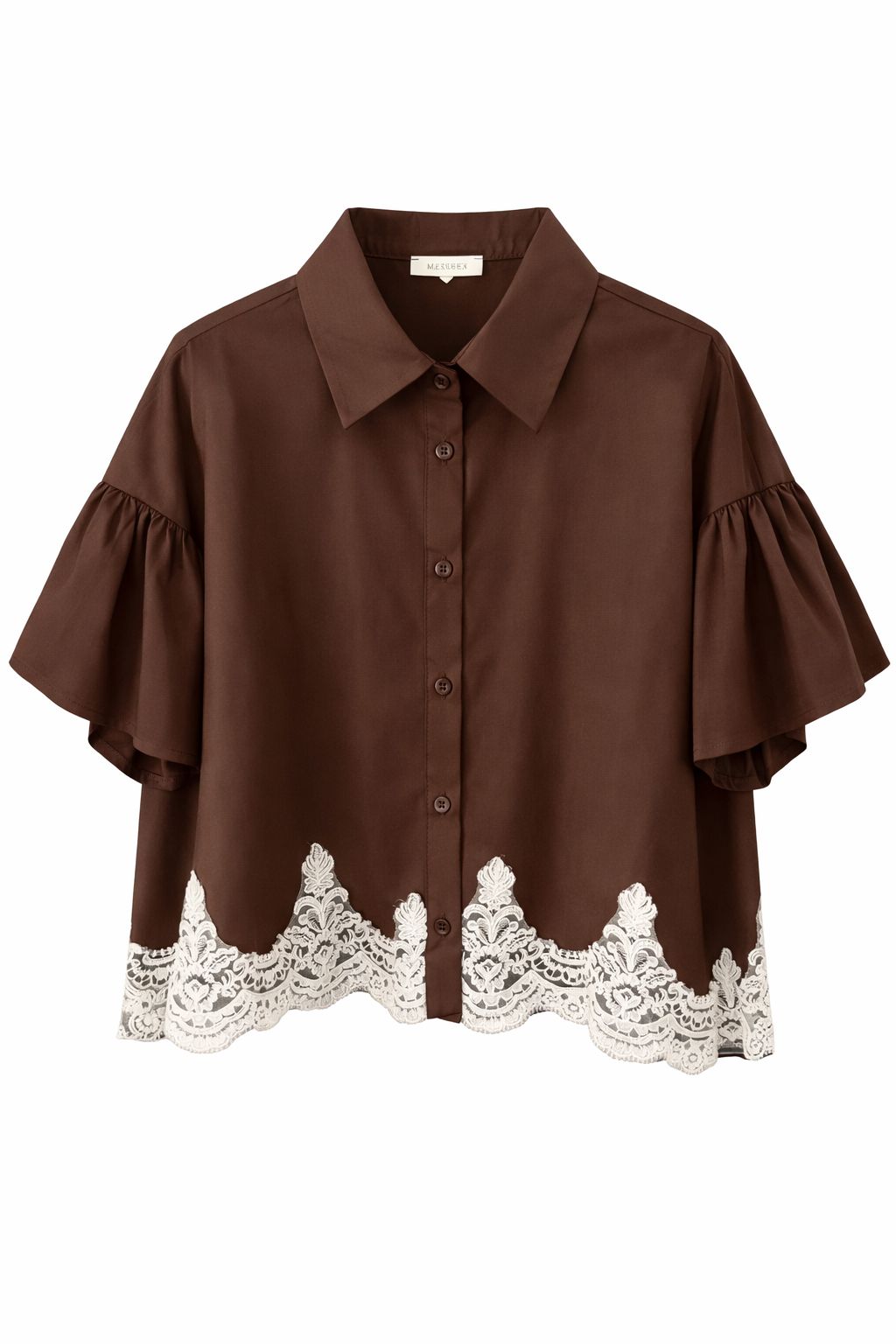 MADE IN ITALY - Wendy - Camisa con mangas puf y adornos de pasamanería en la parte inferior