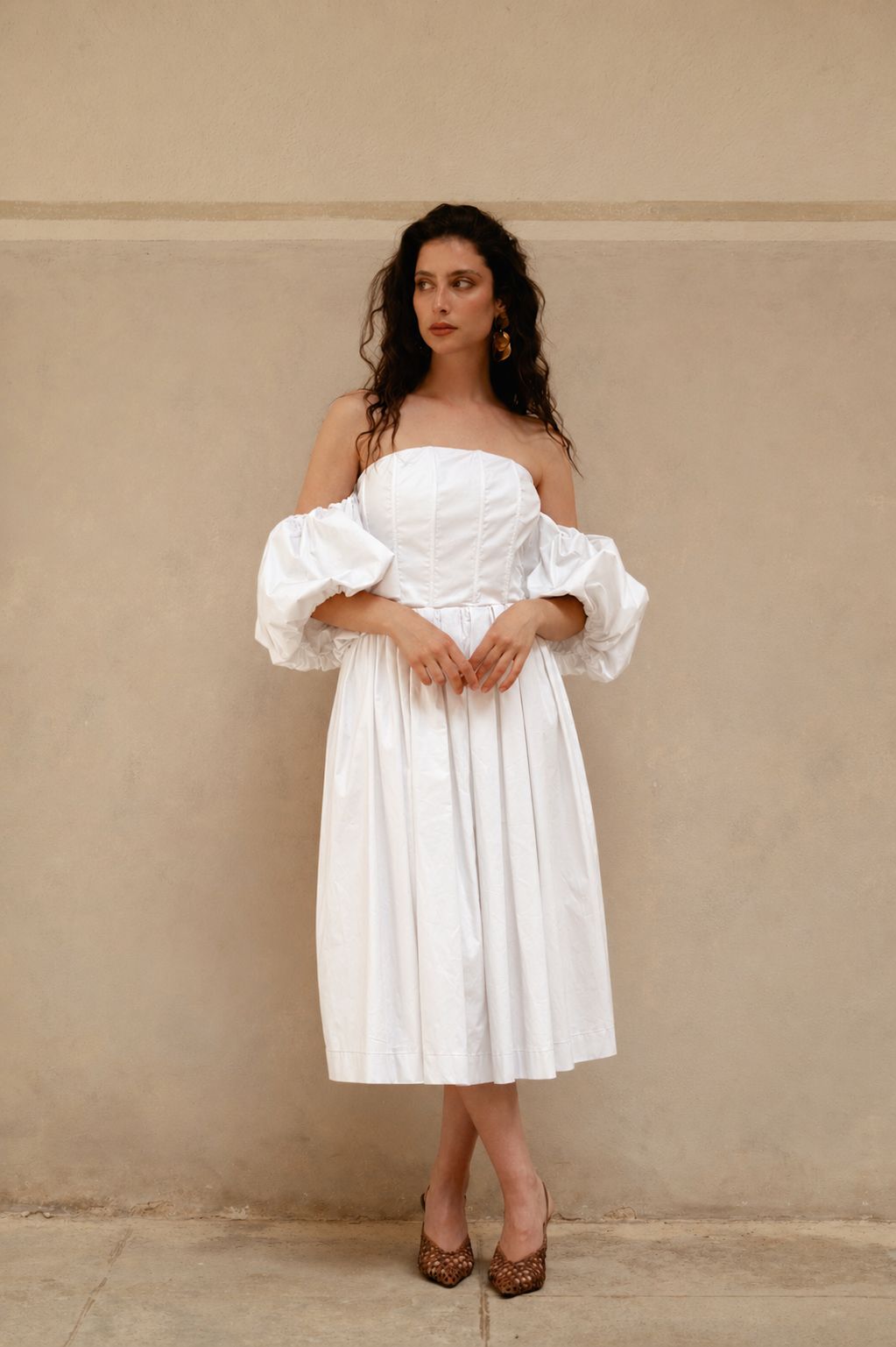 MADE IN ITALY - Letizia - Falda midi amplia con cintura elástica