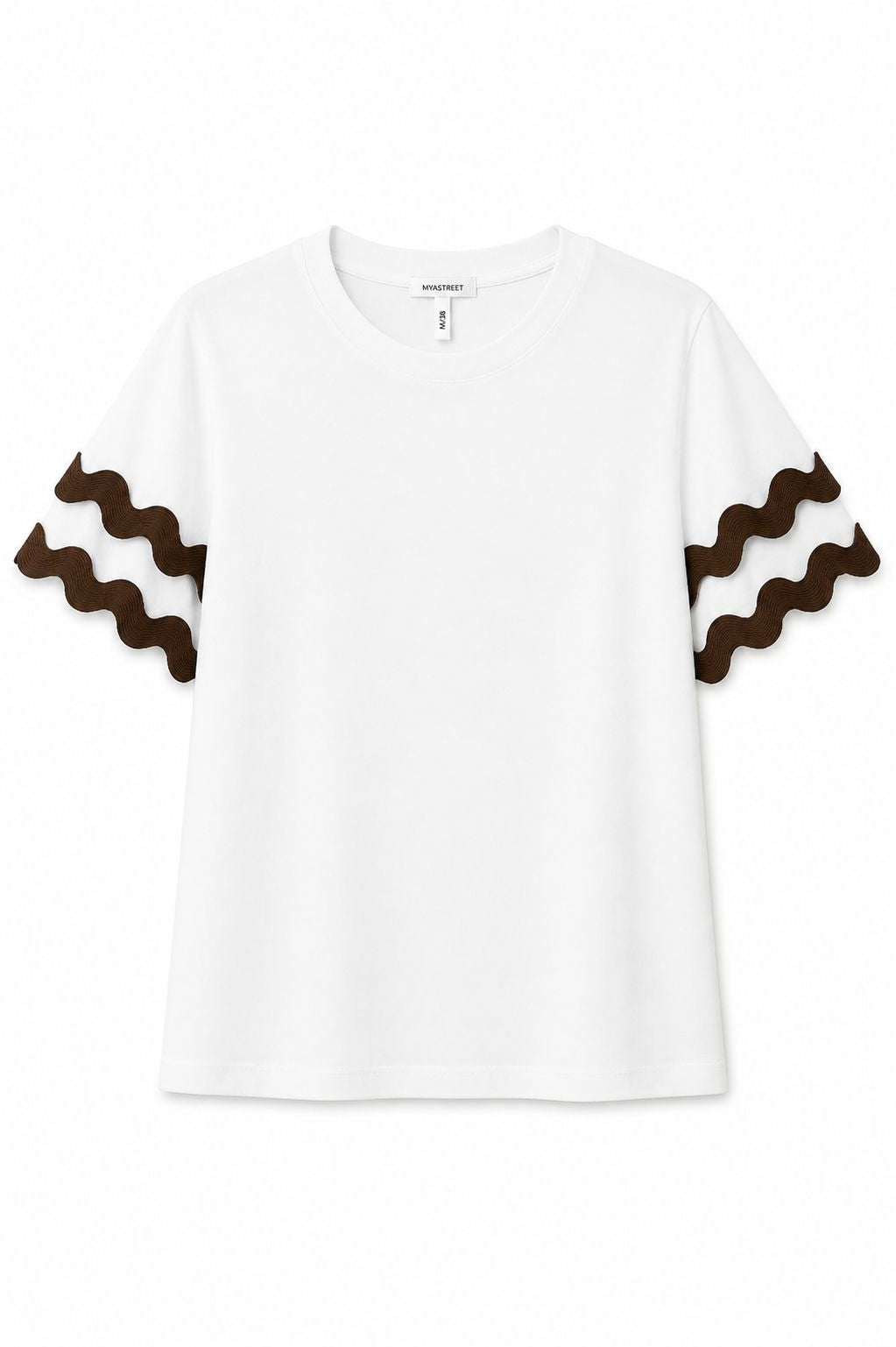 MADE IN ITALY - Teresa - Camiseta con mangas onduladas