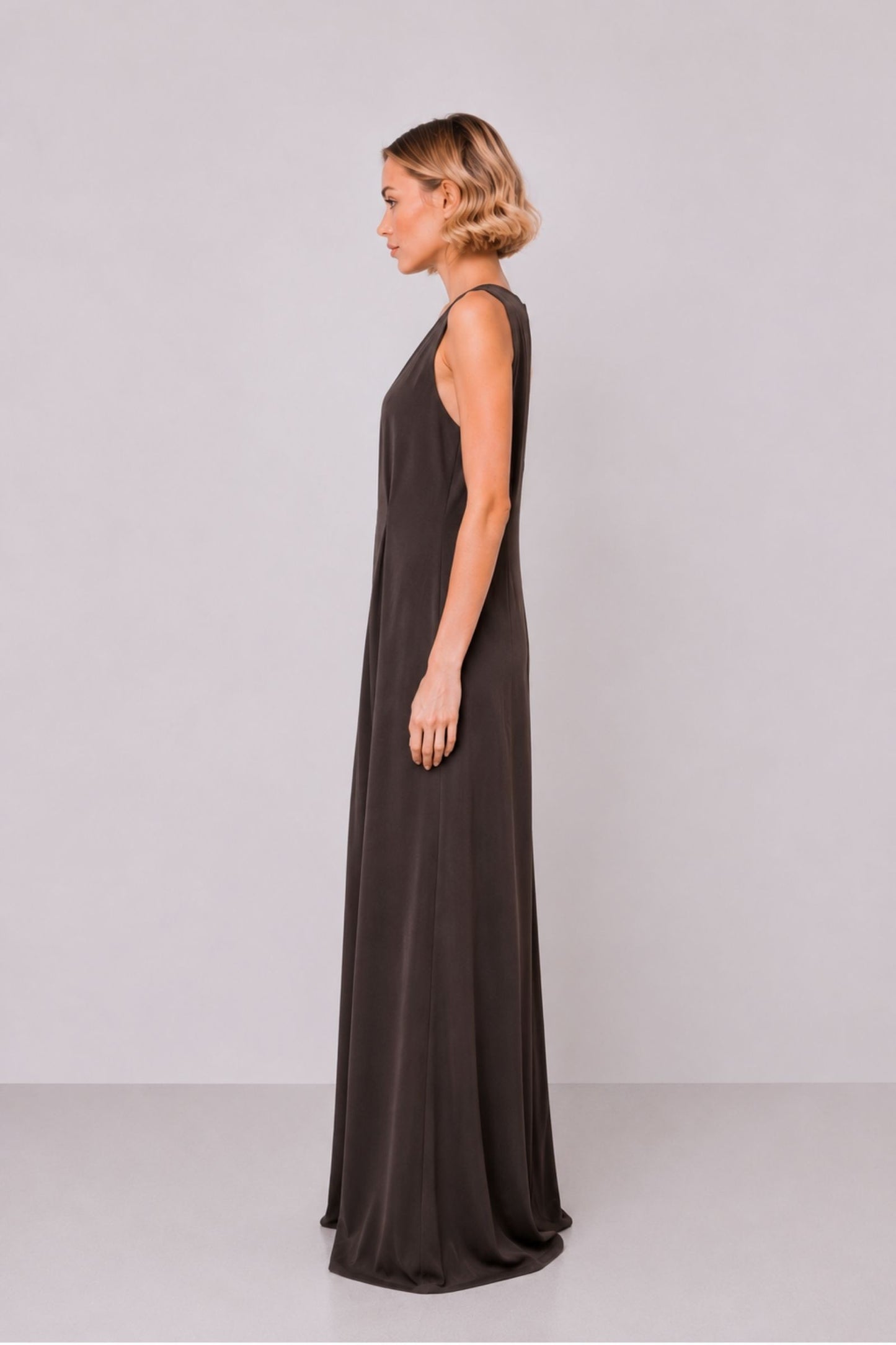 MADE IN ITALY - Sandra - Mono largo de Tencel con cuello en V