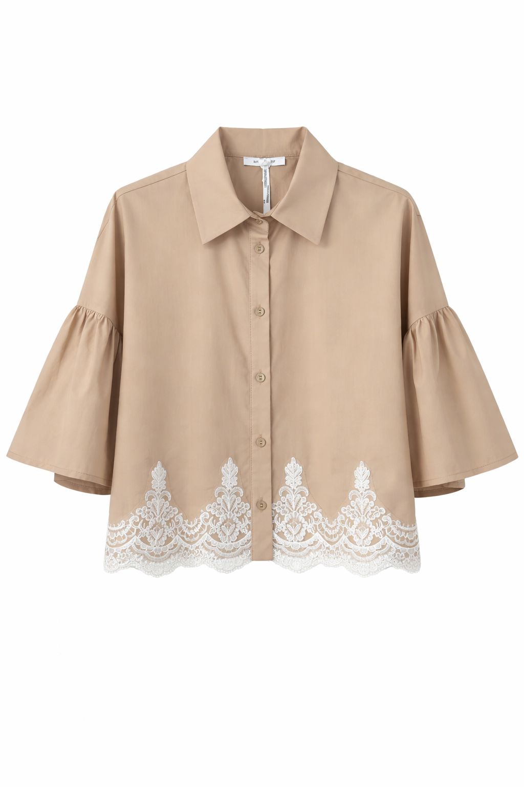 MADE IN ITALY - Wendy - Camisa con mangas puf y adornos de pasamanería en la parte inferior