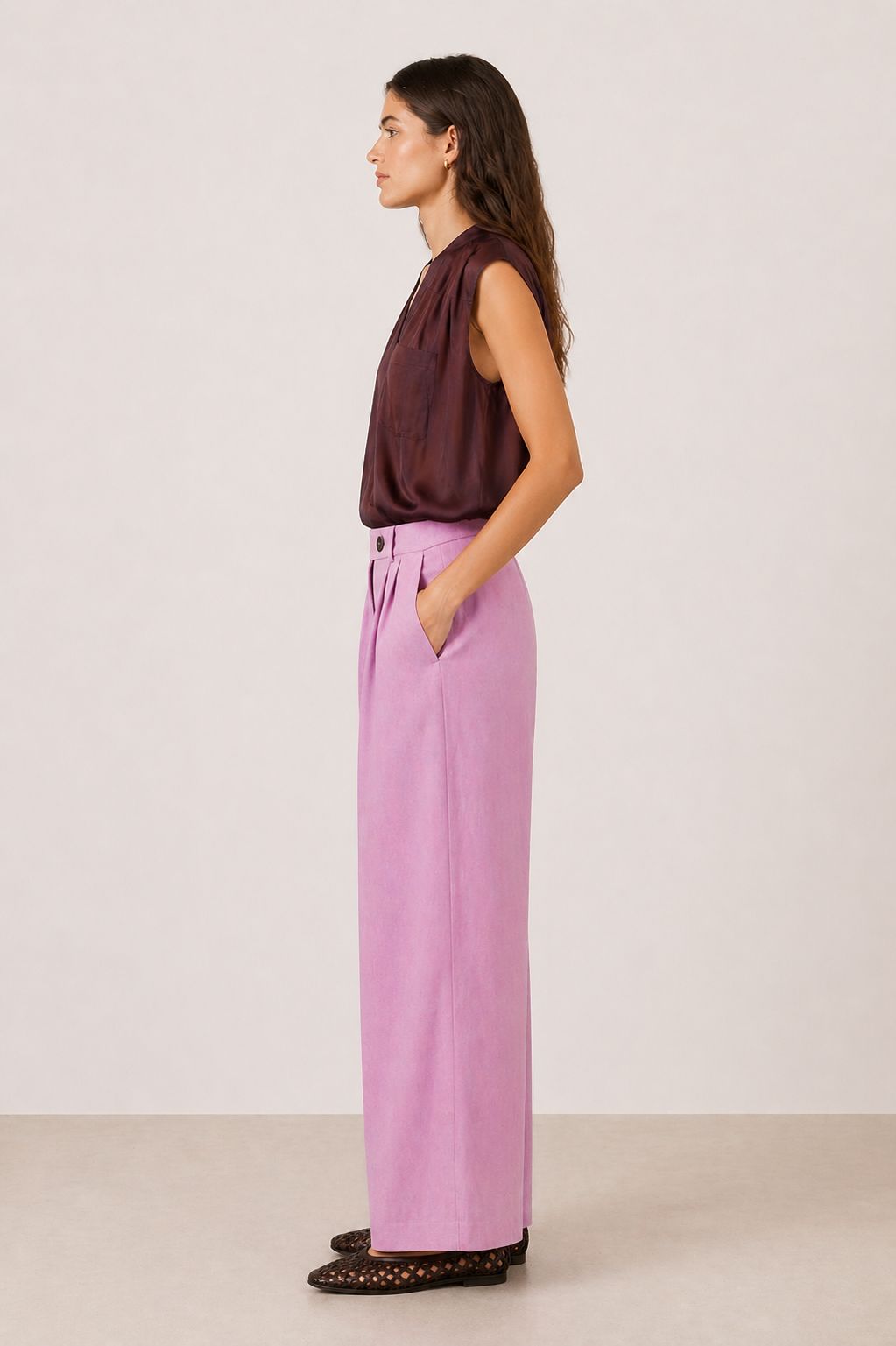 MADE IN ITALY - Ines - Pantalones de lino plisados