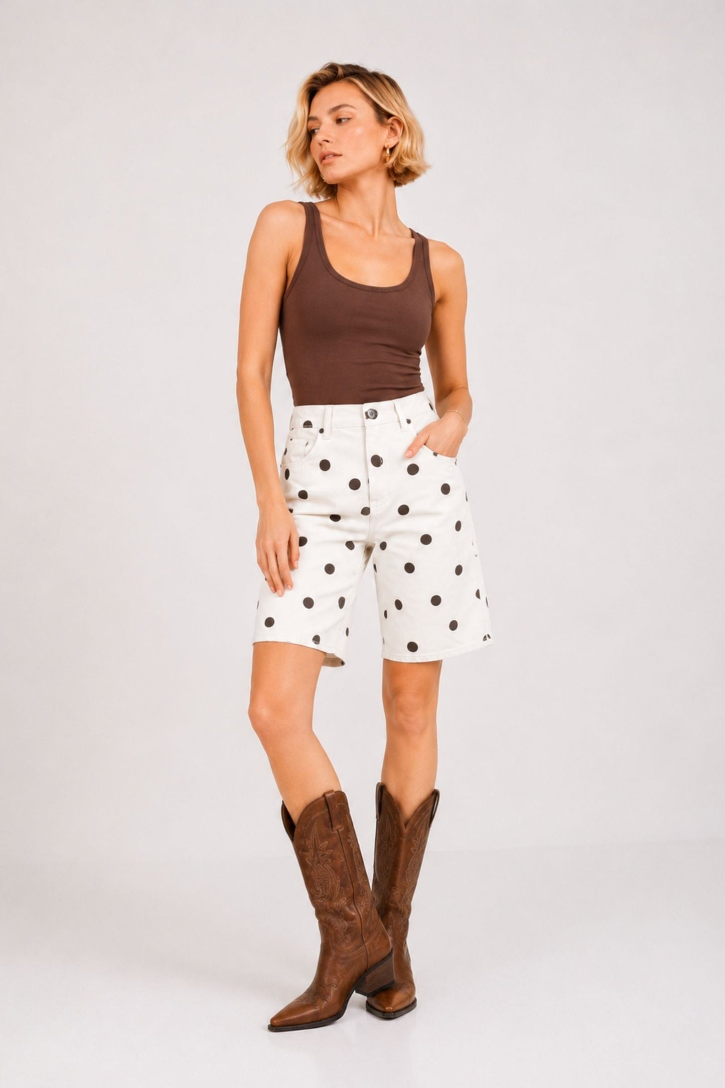 MADE IN ITALY - Amaya - Bermudas de lunares con cintura alta