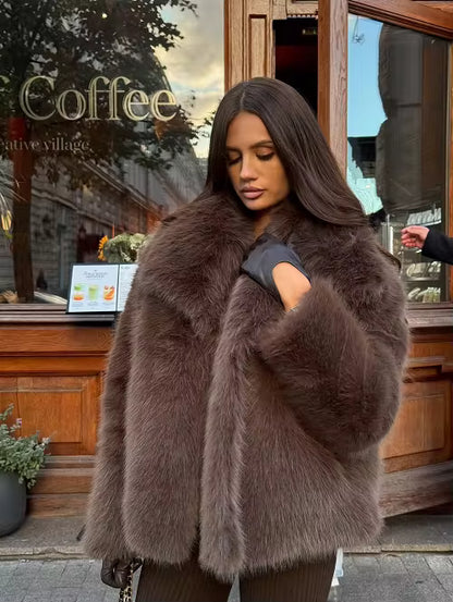 Alex - Abrigo de piel sintética estilo zorro