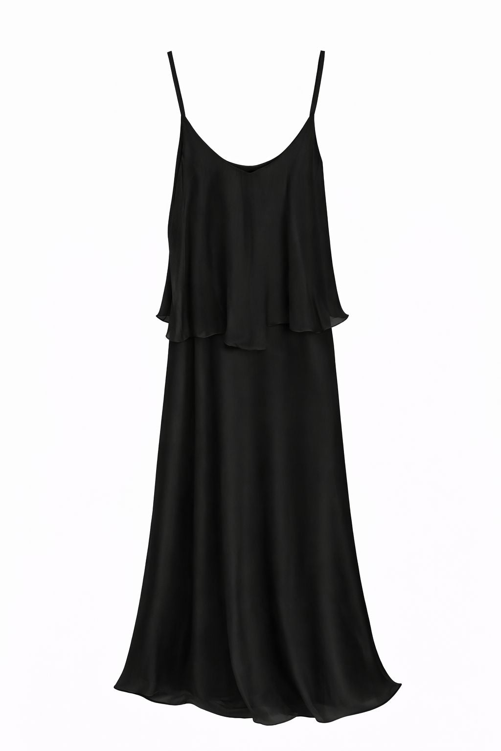 MADE IN ITALY - Sofia - Vestido de mezcla de seda con volantes y tirantes finos