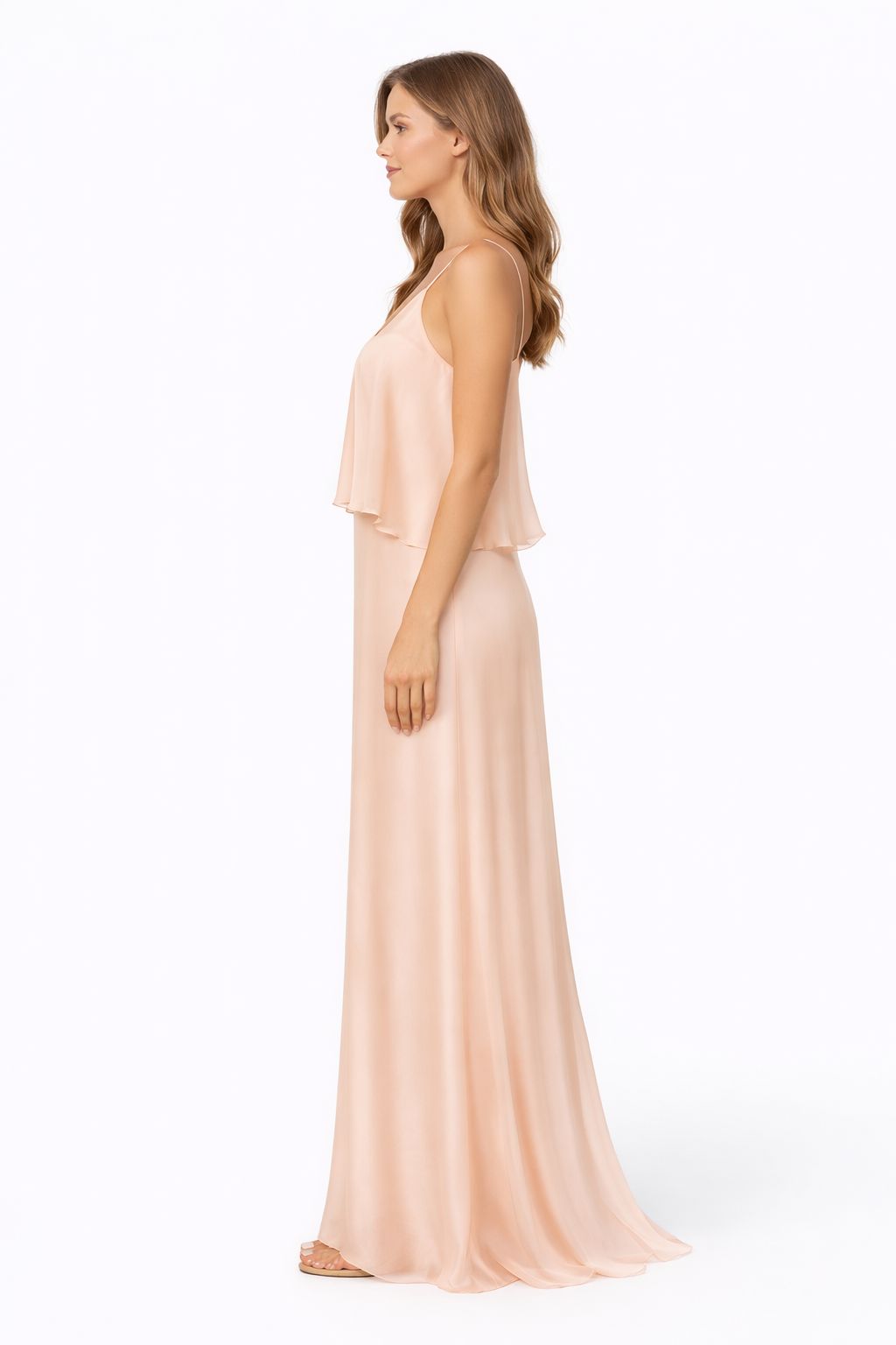 MADE IN ITALY - Sofia - Vestido de mezcla de seda con volantes y tirantes finos