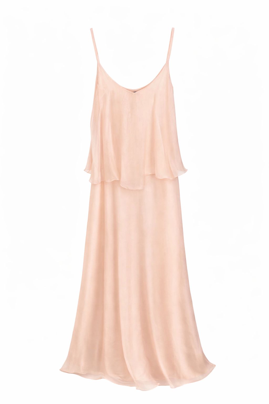 MADE IN ITALY - Sofia - Vestido de mezcla de seda con volantes y tirantes finos