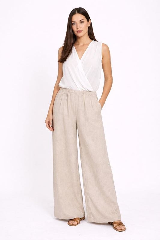 MADE IN ITALY - Karima - Blusa sin mangas con cruzado en la parte delantera
