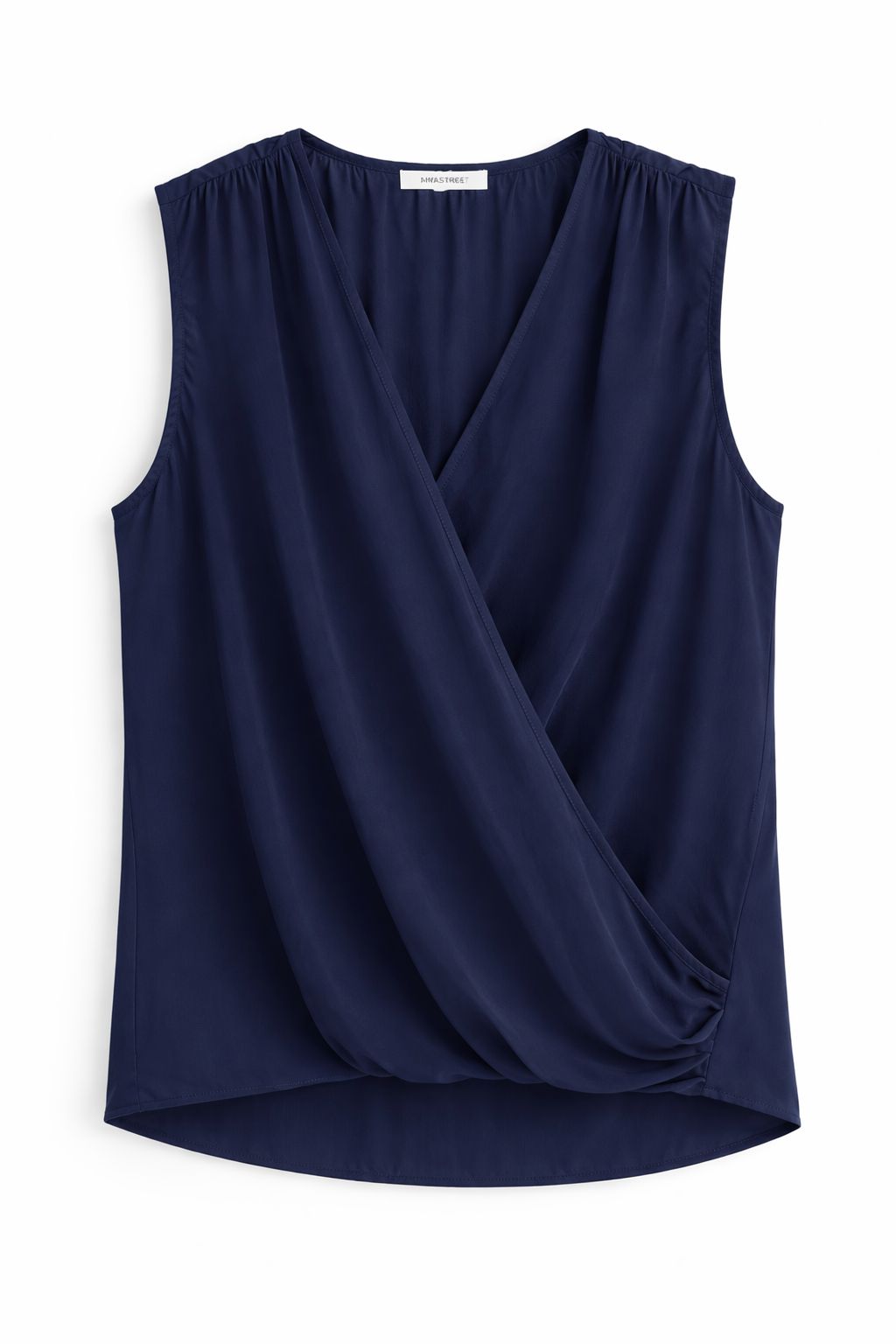MADE IN ITALY - Karima - Blusa sin mangas con cruzado en la parte delantera