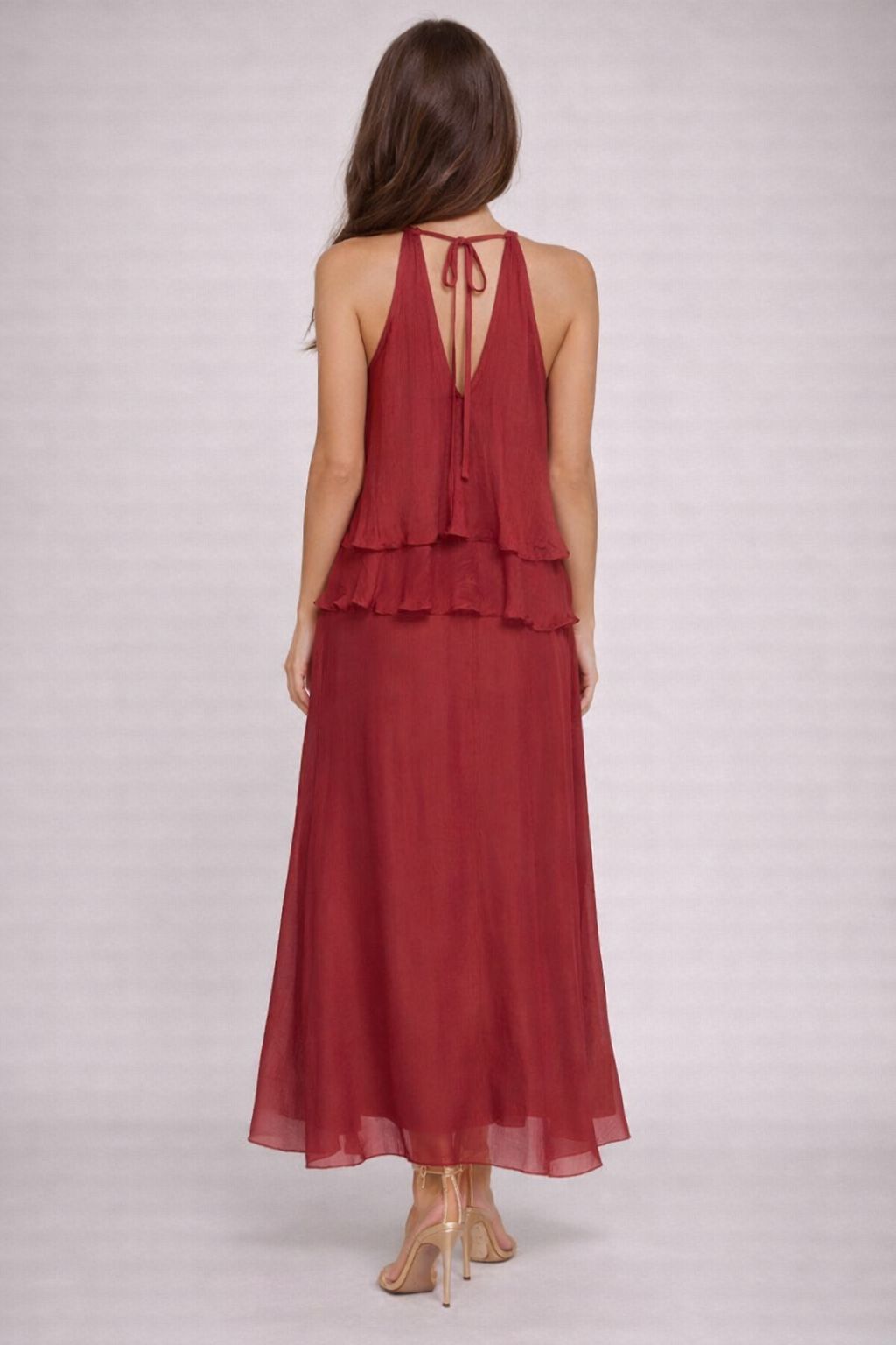 MADE IN ITALY - Sonia - Vestido de mezcla de seda con volantes