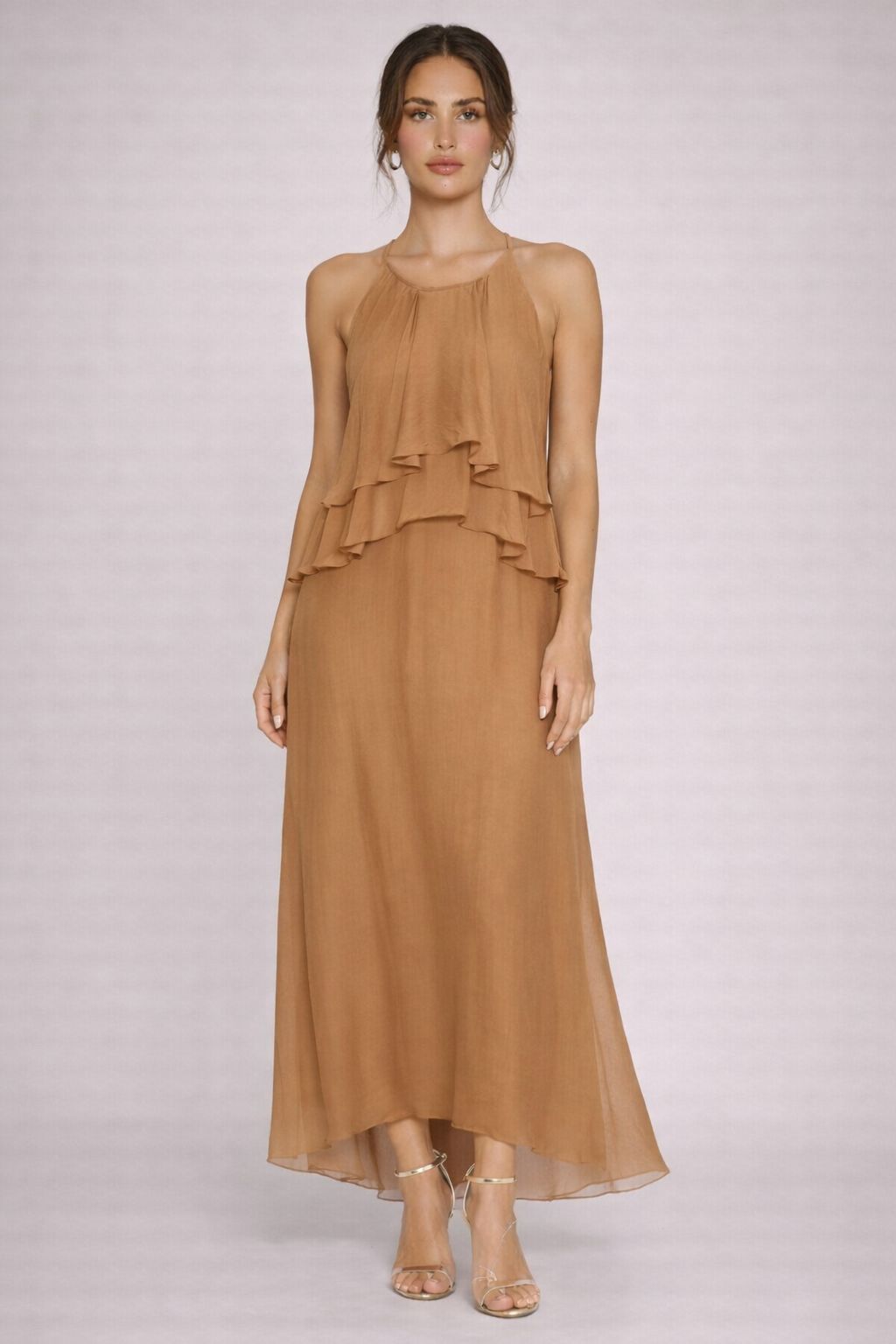 MADE IN ITALY - Sonia - Vestido de mezcla de seda con volantes