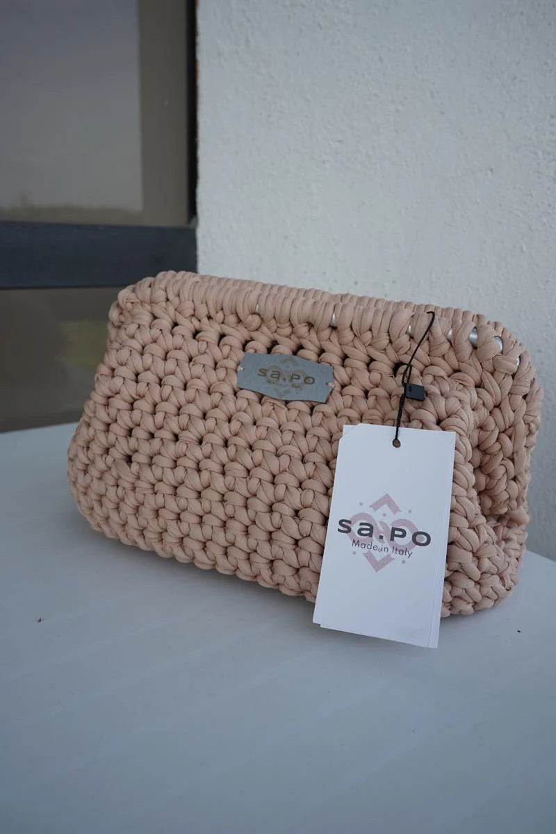 Colección Indios - Dionea - Bolso de mano artesanal de algodón con cierre de resorte