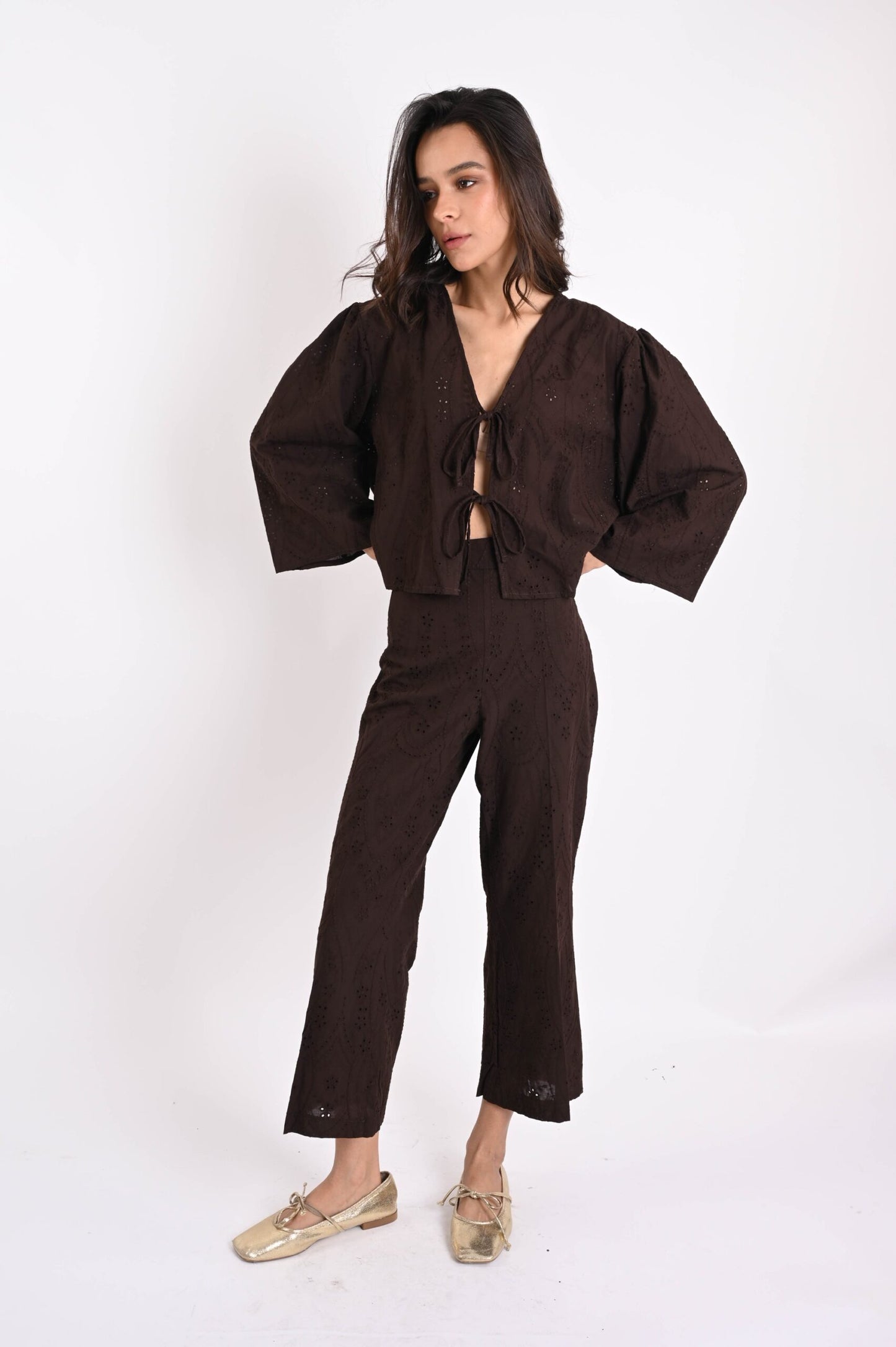 MADE IN ITALY - Serena - Camisa de San Galo con lazos delanteros