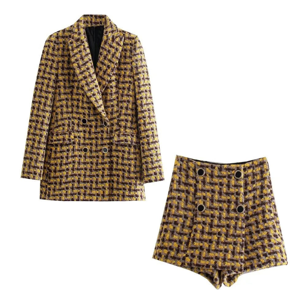 Dublin - Conjunto blazer y shorts de tweed