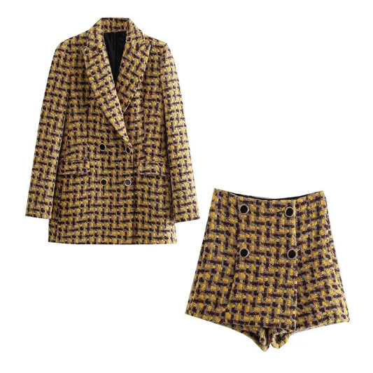Dublin - Conjunto blazer y shorts de tweed
