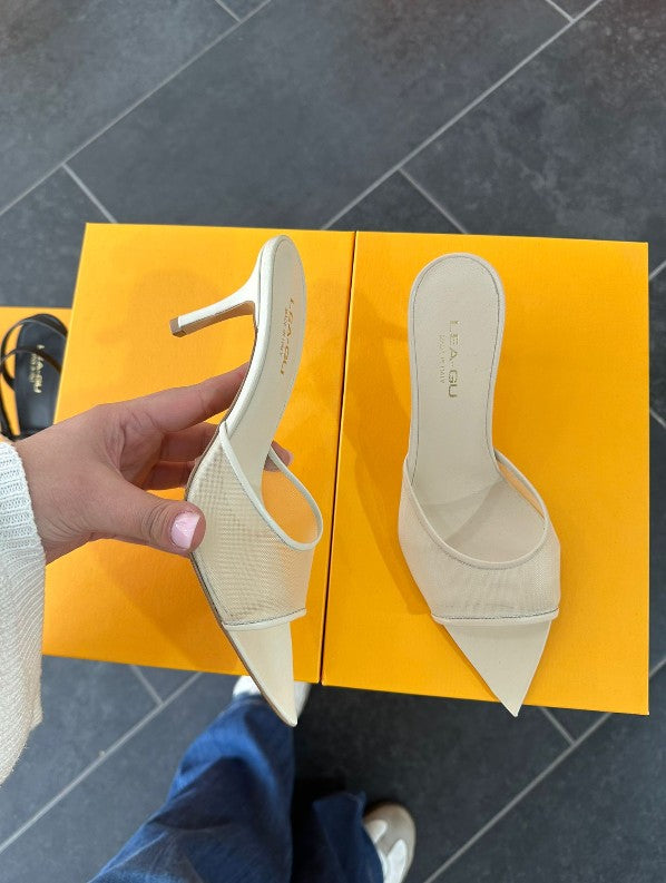 MADE IN ITALY - Leila - Sandalia Mule de Piel y Malla