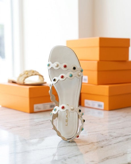 MADE IN ITALY - Lulu' - Sandalias de piel con detalles de pedrería