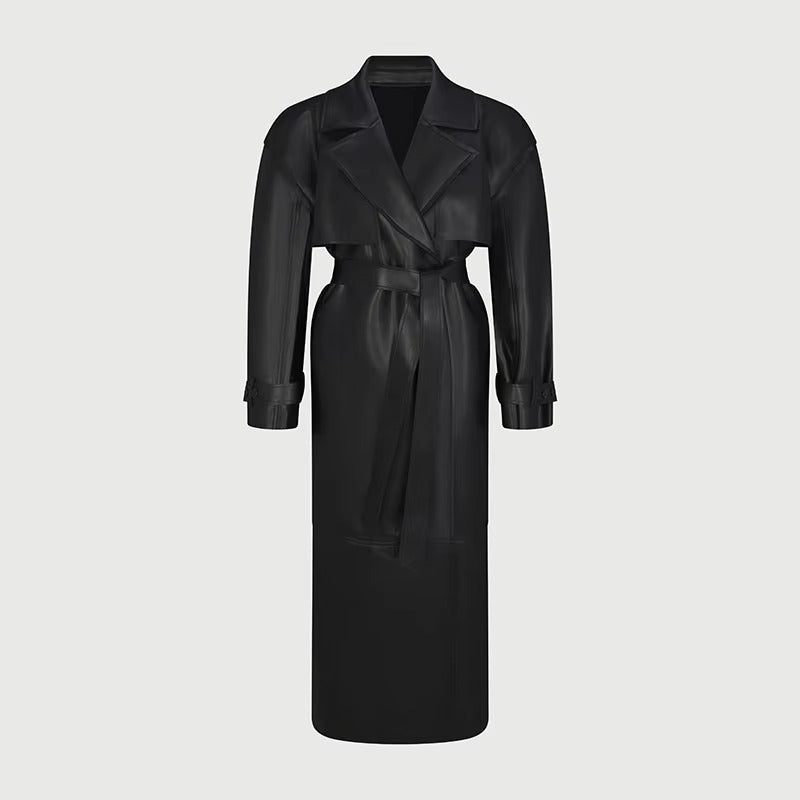 Jenny - Gabardina en cuero PU