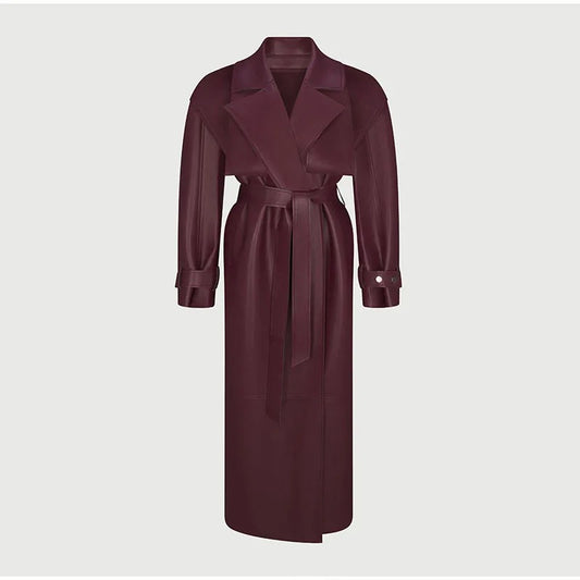 Jenny - Gabardina en cuero PU