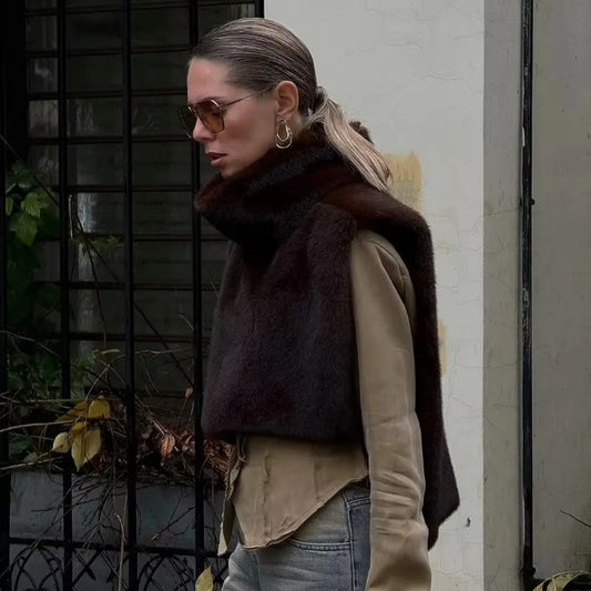 Aurora - Chaleco de piel sintética de visón