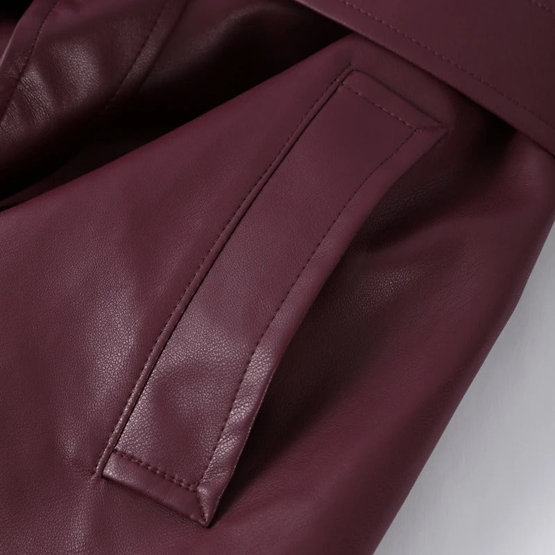 Jenny - Gabardina en cuero PU