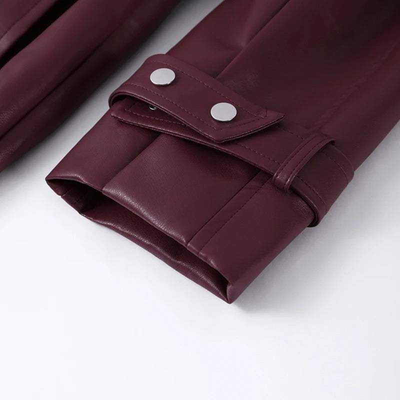 Jenny - Gabardina en cuero PU