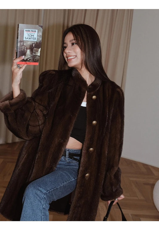 Emy - Abrigo de piel estilo visón