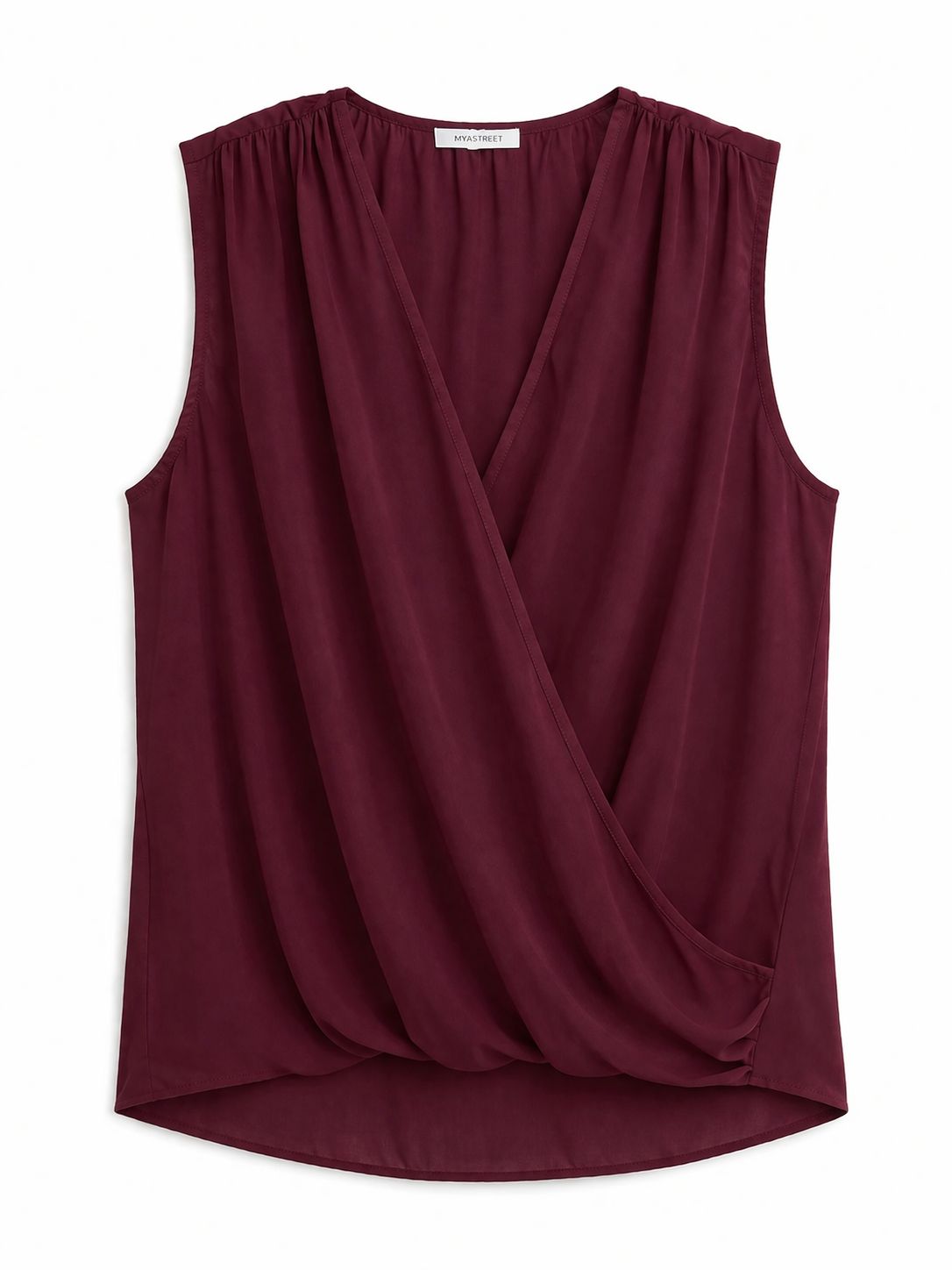 MADE IN ITALY - Karima - Blusa sin mangas con cruzado en la parte delantera