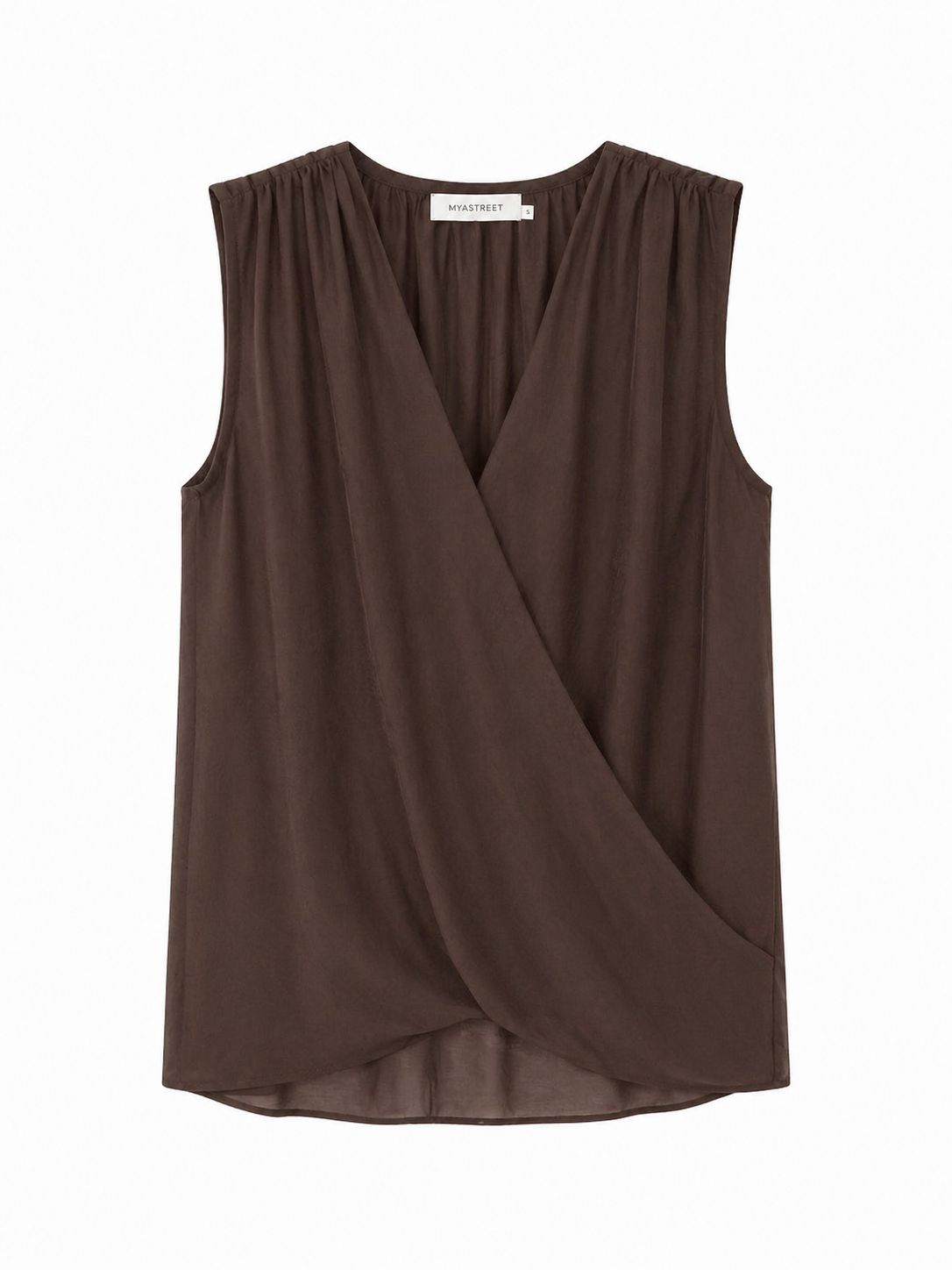 MADE IN ITALY - Karima - Blusa sin mangas con cruzado en la parte delantera
