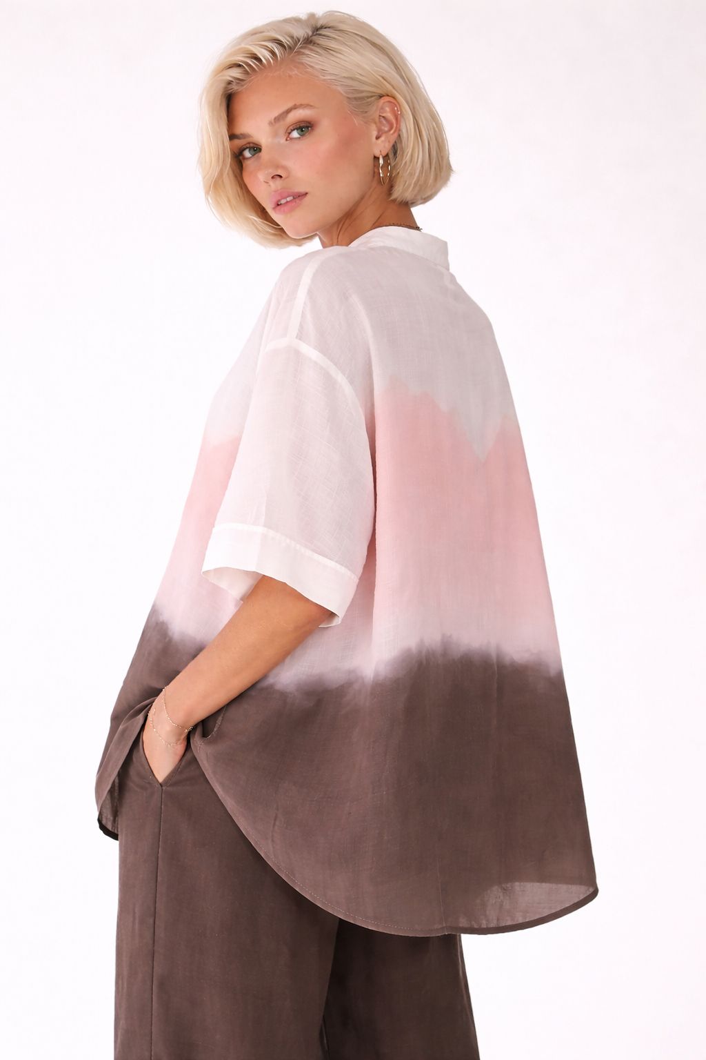 MADE IN ITALY - Alba - Camisa oversize con efecto degradado
