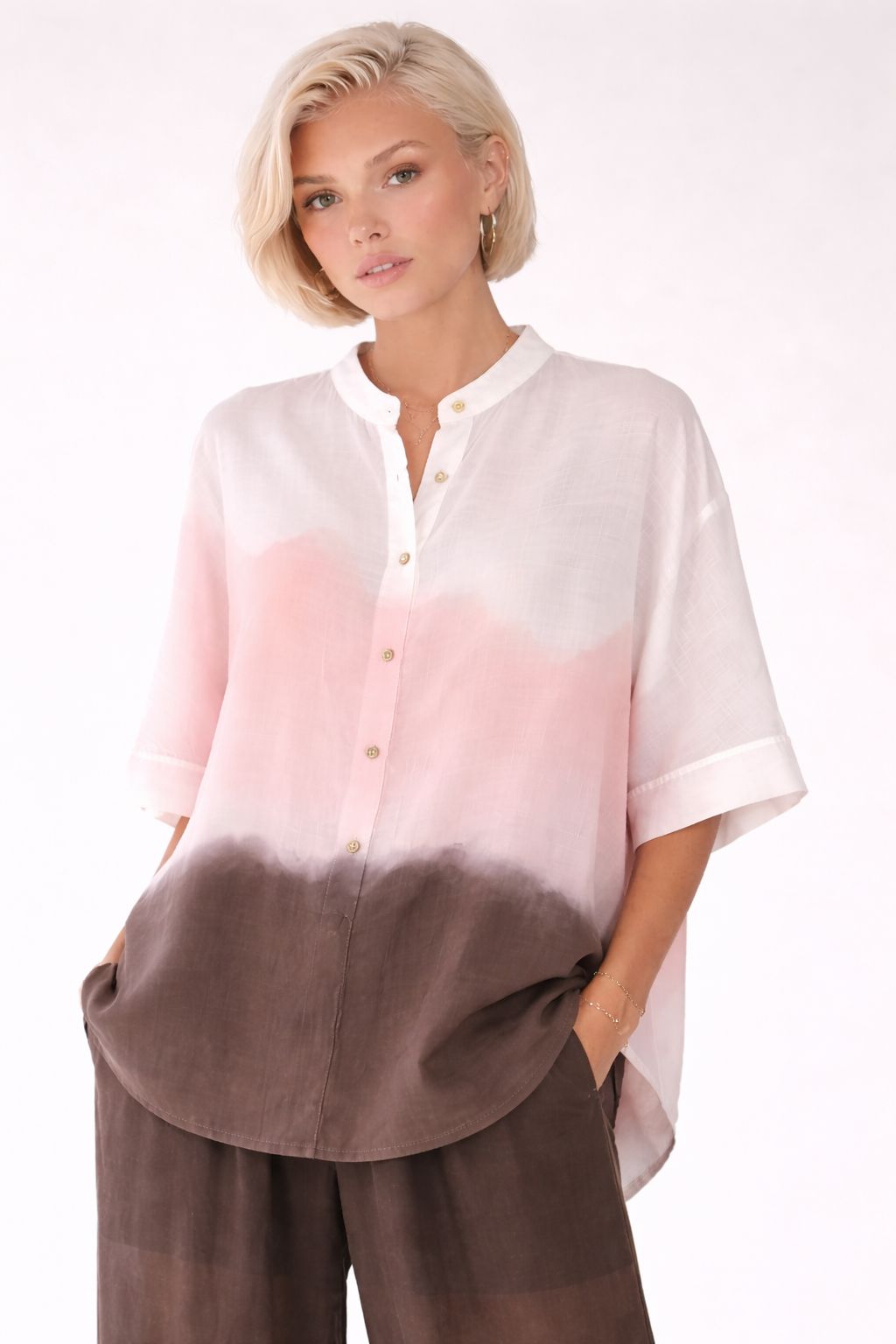 MADE IN ITALY - Alba - Camisa oversize con efecto degradado