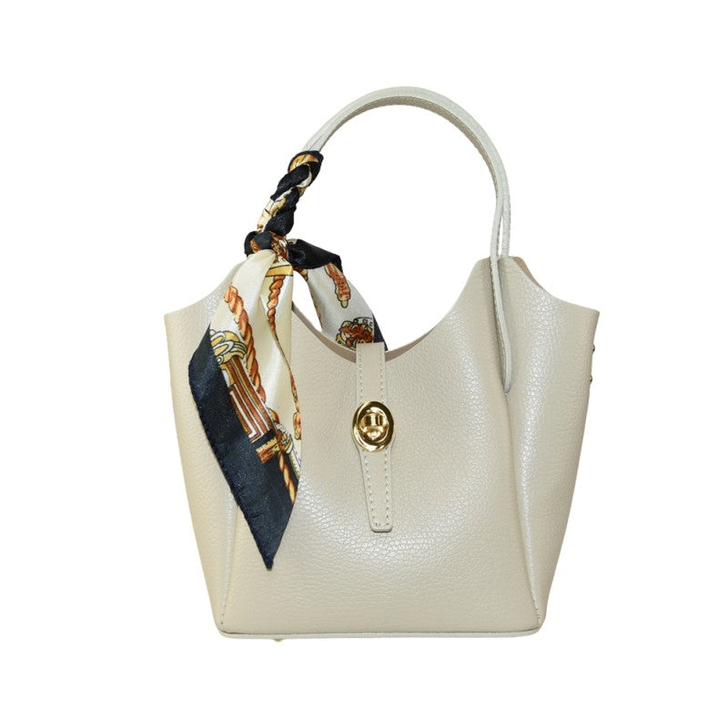 Daniela - Bolso de mano con pañuelo , de piel 100 % fabricado en Italia