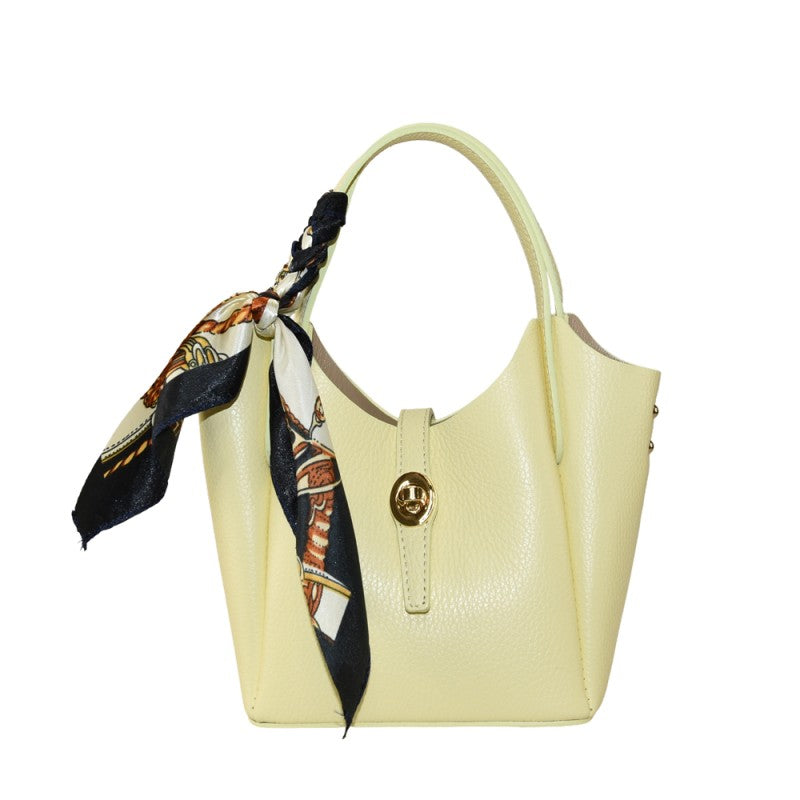 Daniela - Bolso de mano con pañuelo , de piel 100 % fabricado en Italia