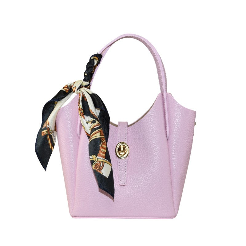 Daniela - Bolso de mano con pañuelo , de piel 100 % fabricado en Italia