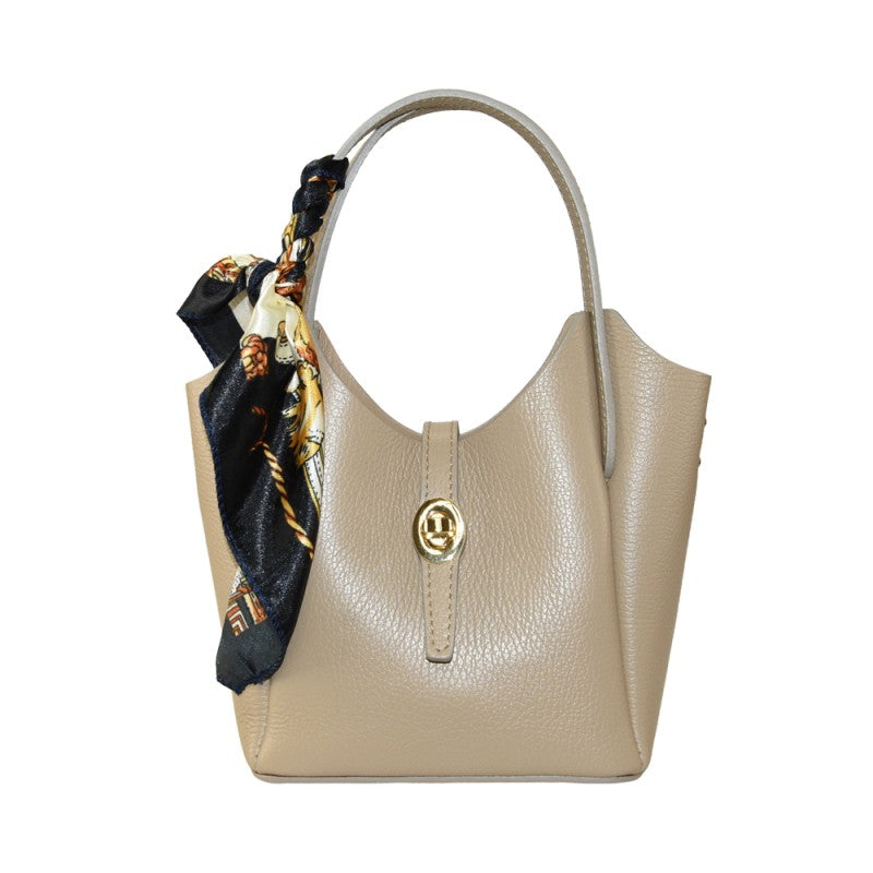 Daniela - Bolso de mano con pañuelo , de piel 100 % fabricado en Italia