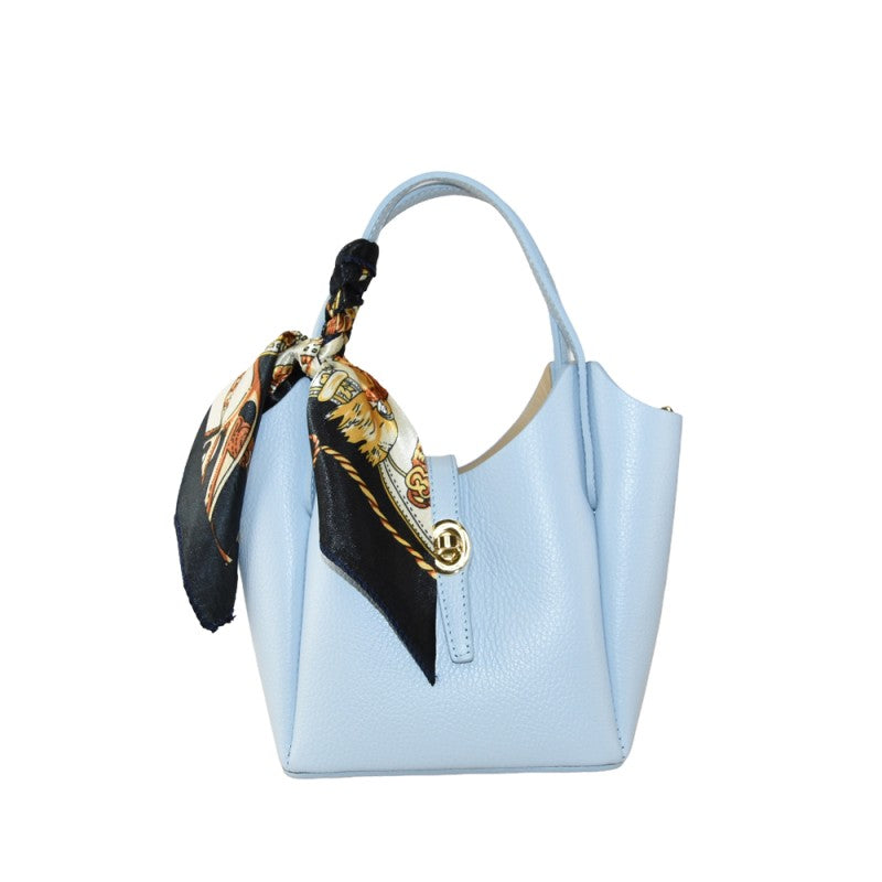 Daniela - Bolso de mano con pañuelo , de piel 100 % fabricado en Italia