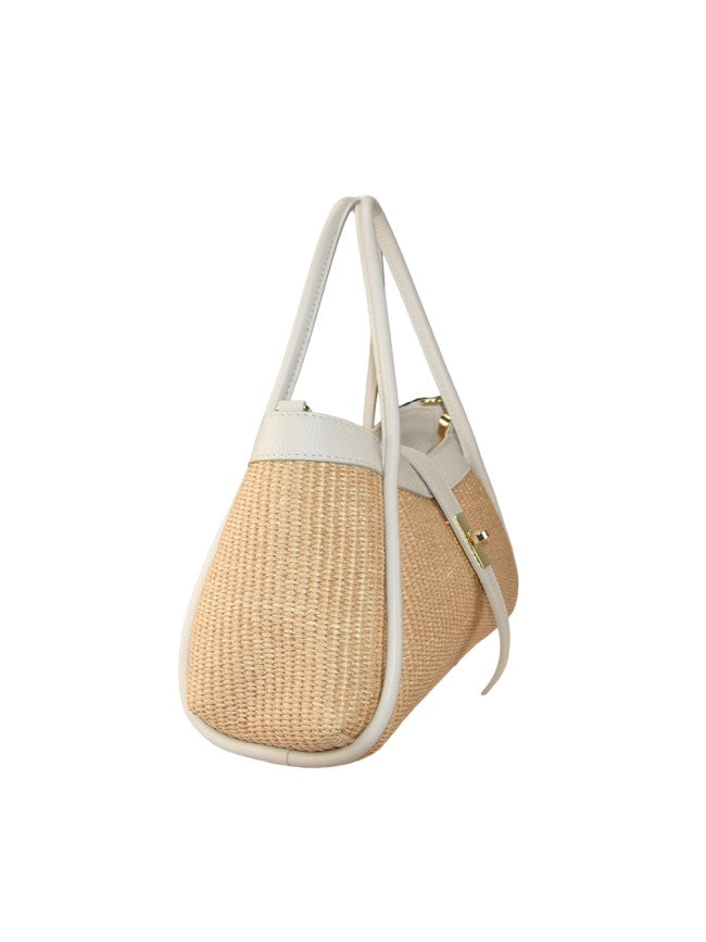 Monterosso - Bolso de mano de piel y rafia con correa para el hombro