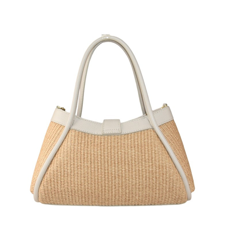 Monterosso - Bolso de mano de piel y rafia con correa para el hombro