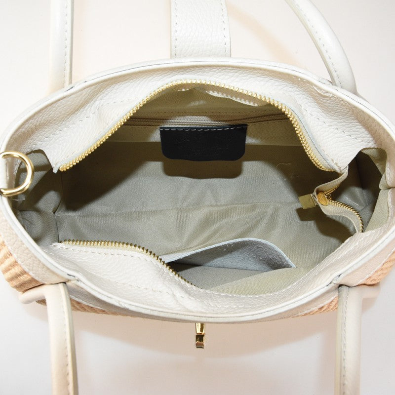 Monterosso - Bolso de mano de piel y rafia con correa para el hombro